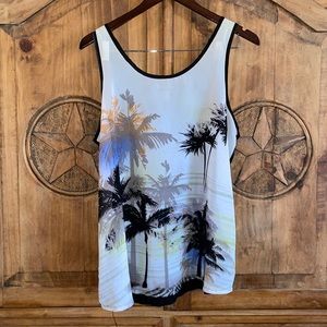 Women’s Sheer palm tree decorative tank top large